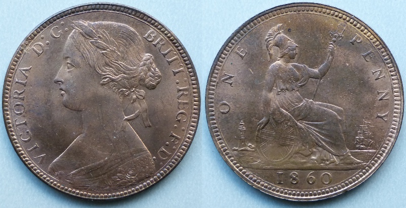 1860 Penny N over sideways N in ONE